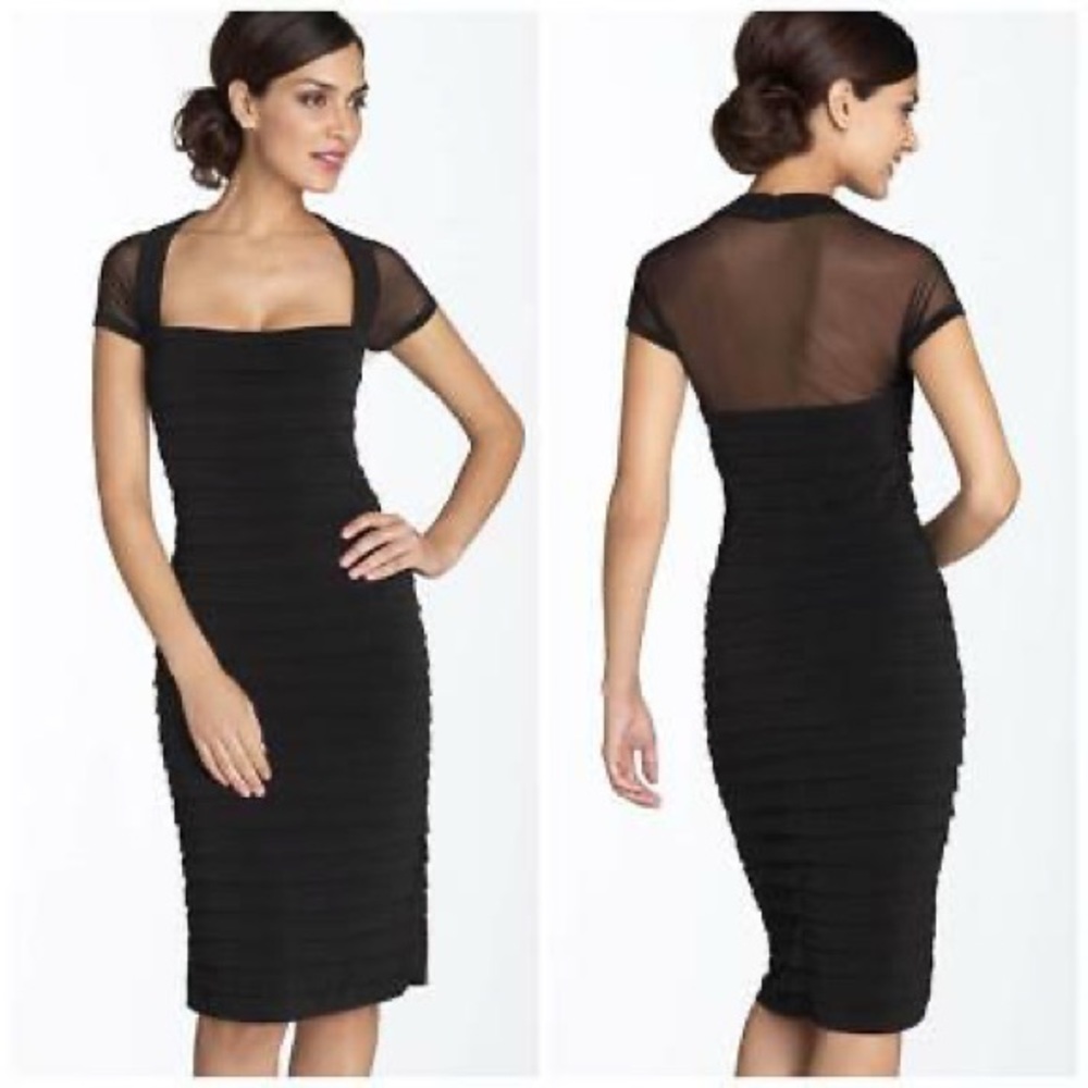Maggy London Illusion Back Pleated Jersey Dress